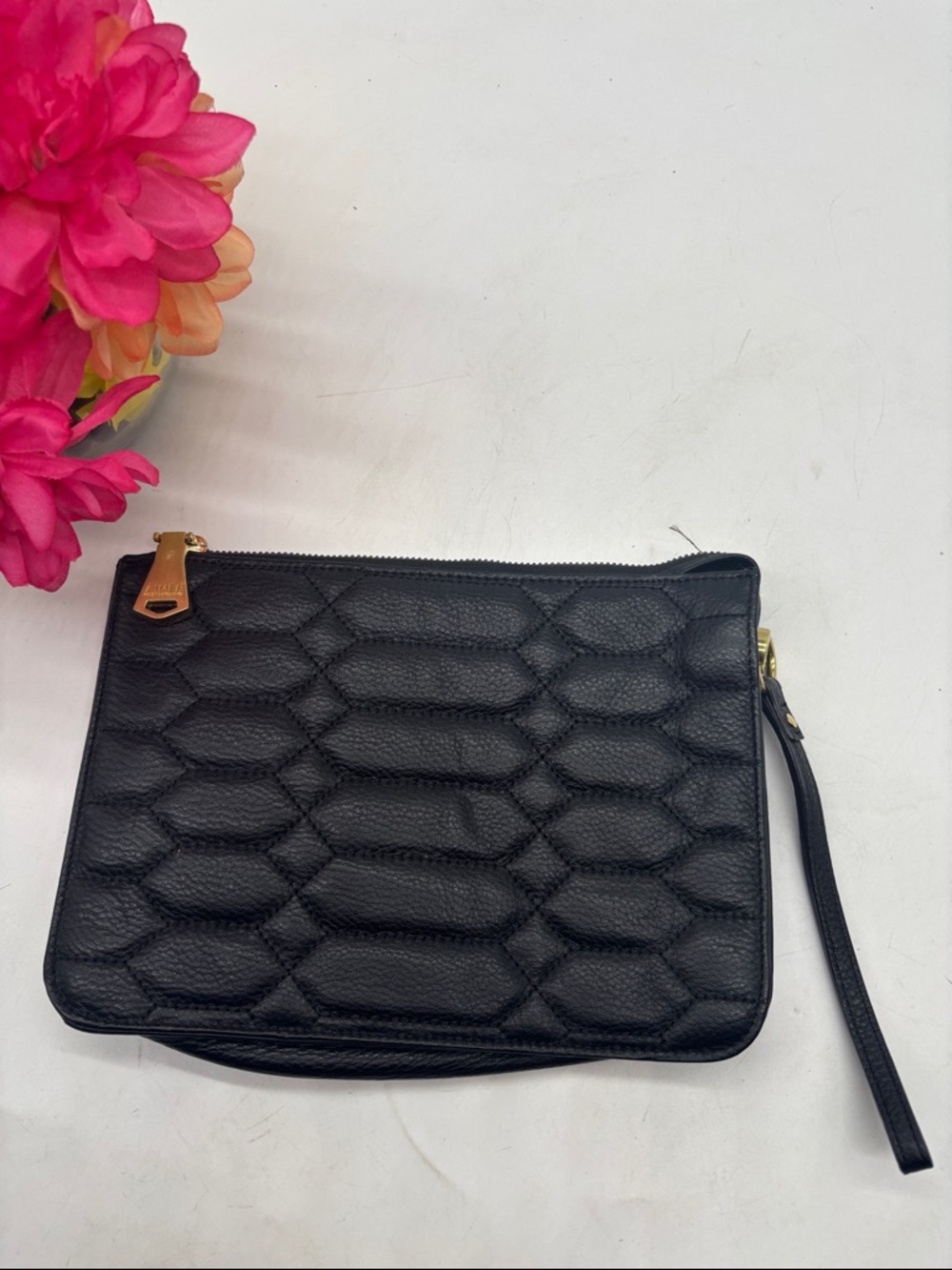 Aimee Katzenberg quilted Black Wristlet Clutch - Sleek Women's Evening Bag